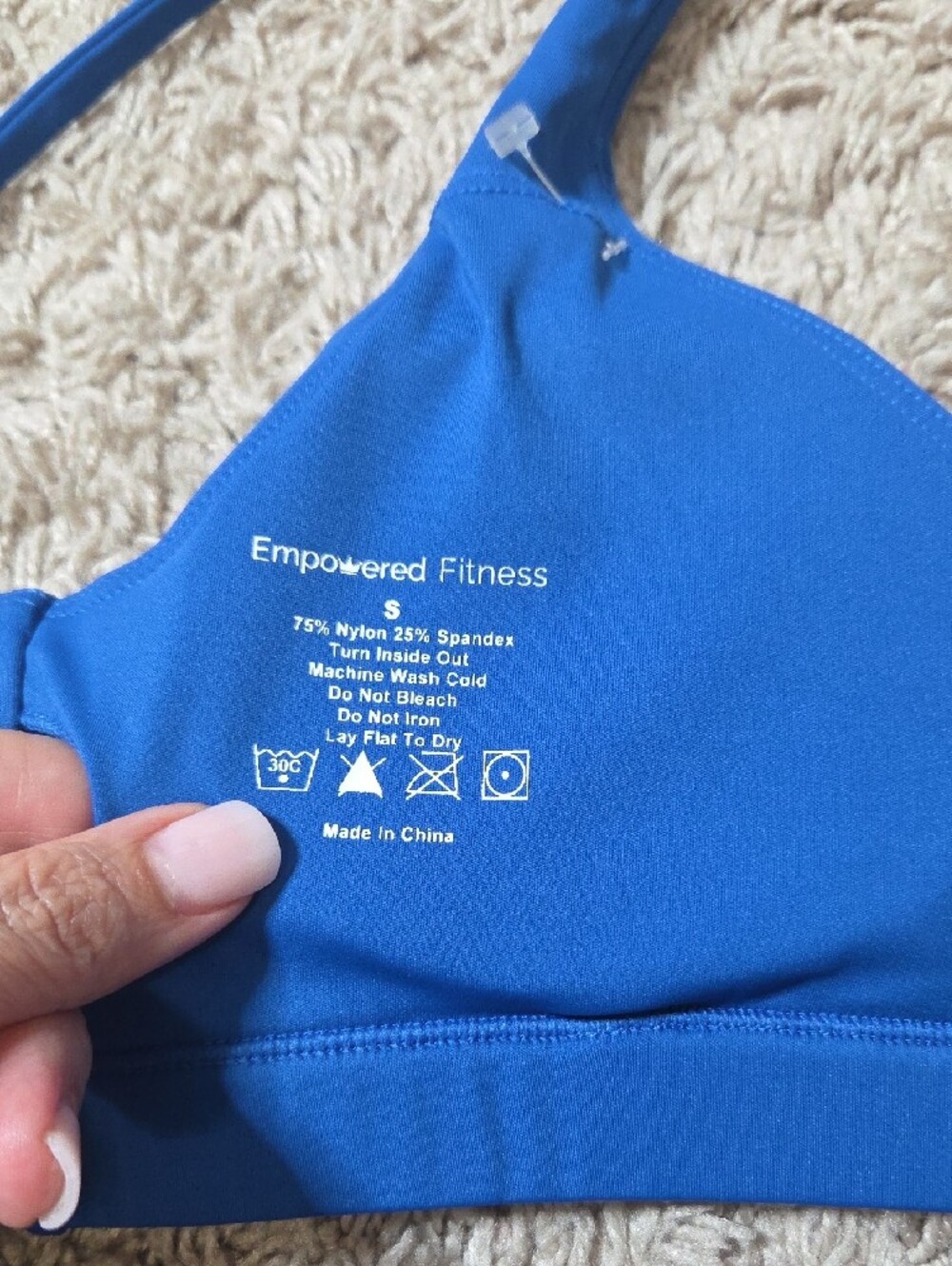 NWOT EMPOWERED FITNESS Blue Sports Bra, Small, Removable Cups, $60 - Picture 2 of 3